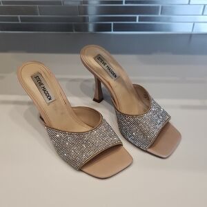 Steve Madden Beige and Glittering Silver Heels
